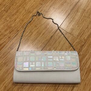 Vintage Diane Gilman white reflective mirrors shoulder bag clutch